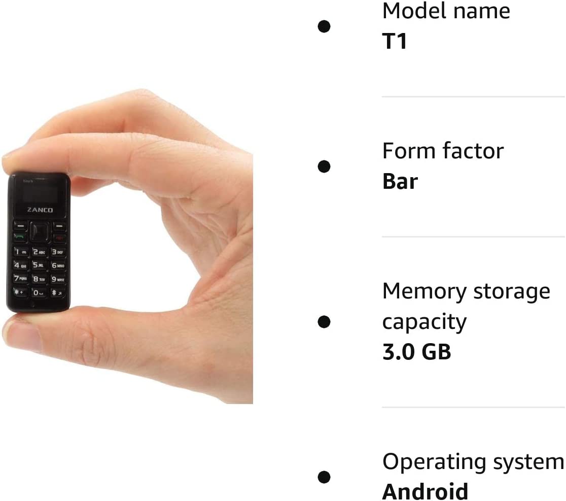 Zanco Tiny T1 - Black - World's Smallest 3GB Mobile Phone