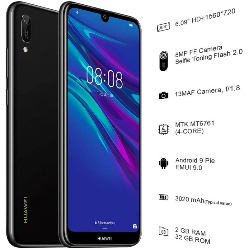 HUAWEI Y6 (2019) - Smartphone 32GB, 2GB RAM, Dual Sim, Midnight Black