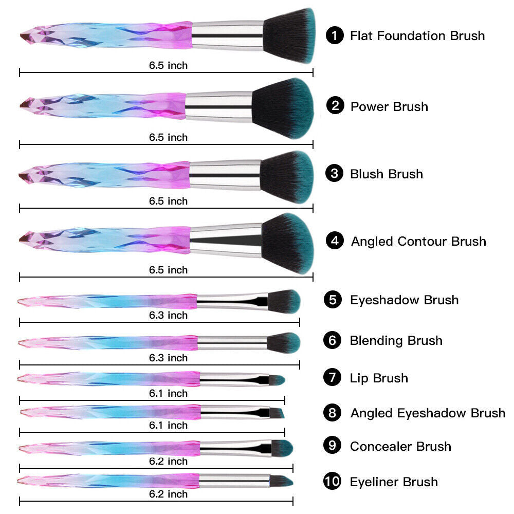 Make Up Brushes Crystal Glitter Powder Foundation Face Lip Pencil Brush UK STOCK