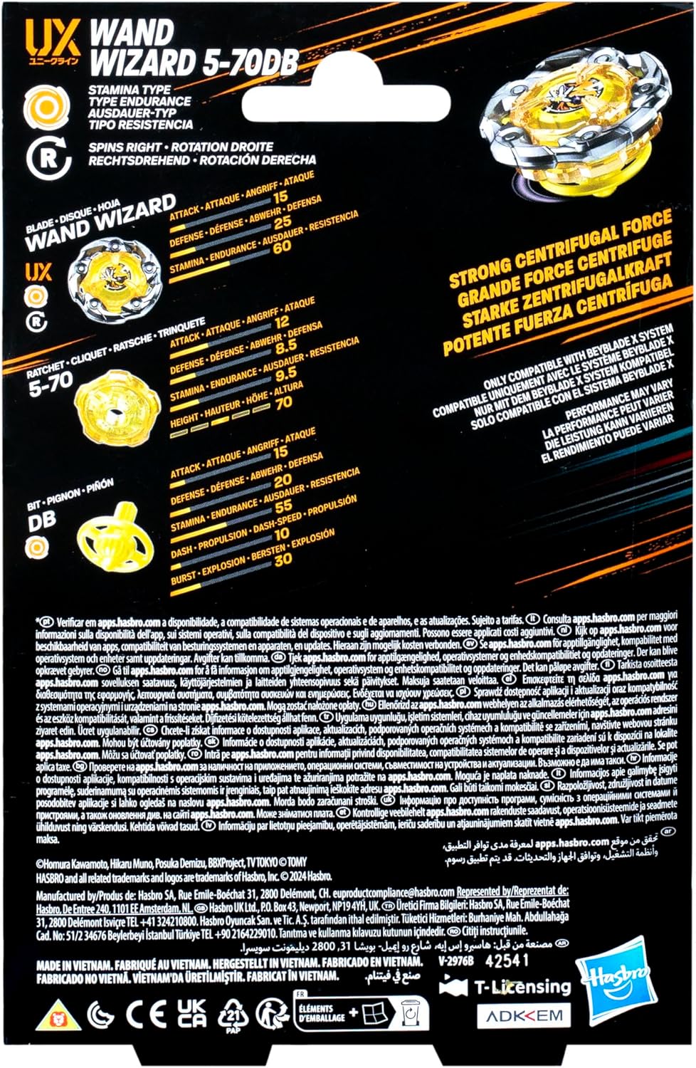 Beyblade X Wand Wizard 5-70DB UX Starter Pack Top and Launcher