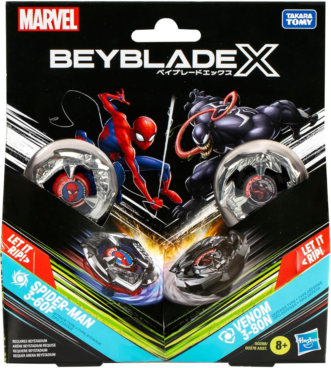 Beyblade X Marvel Collab Spider-Man 3-60F vs. Venom