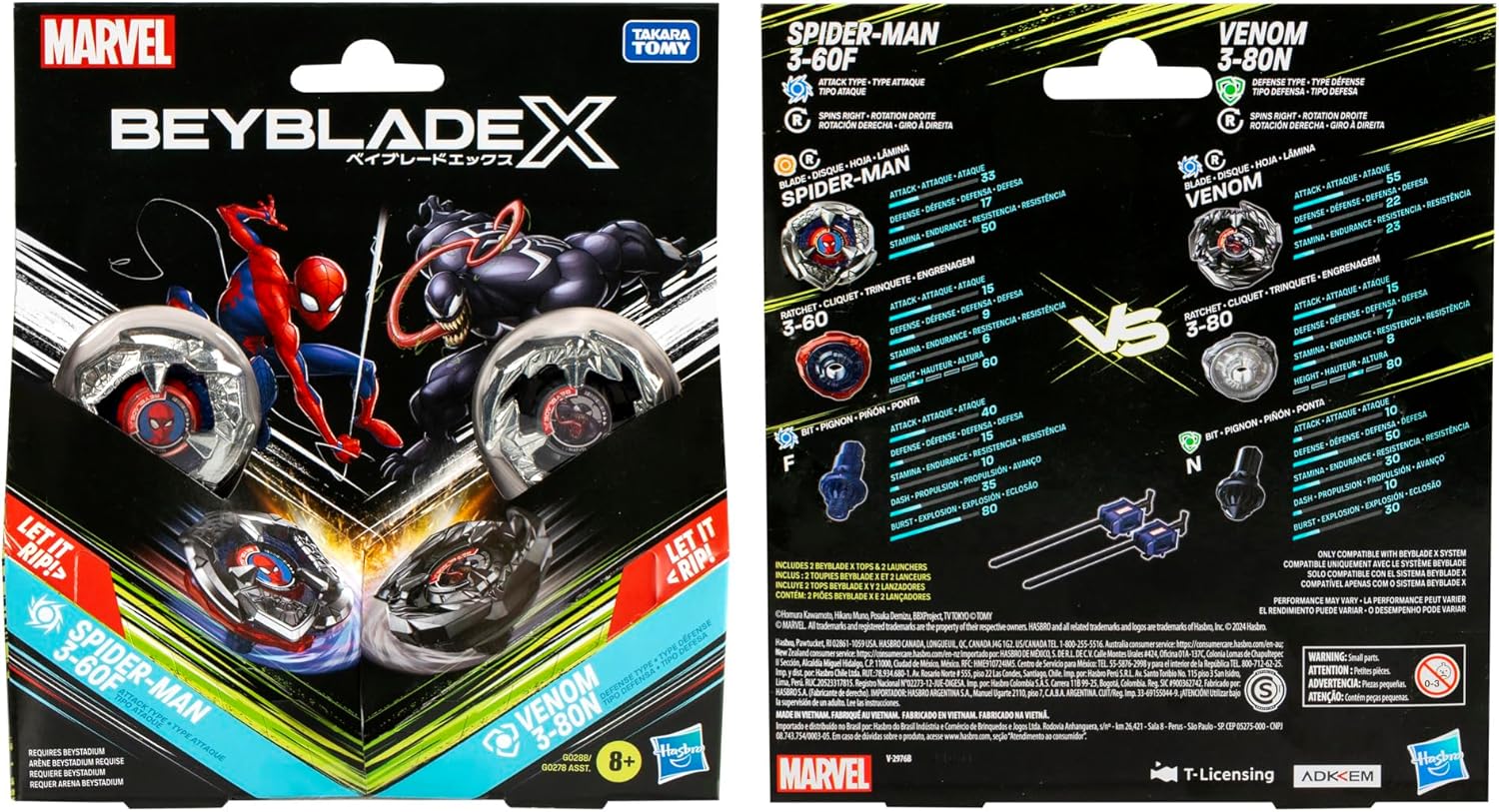 Beyblade X Marvel Collab Spider-Man 3-60F vs. Venom