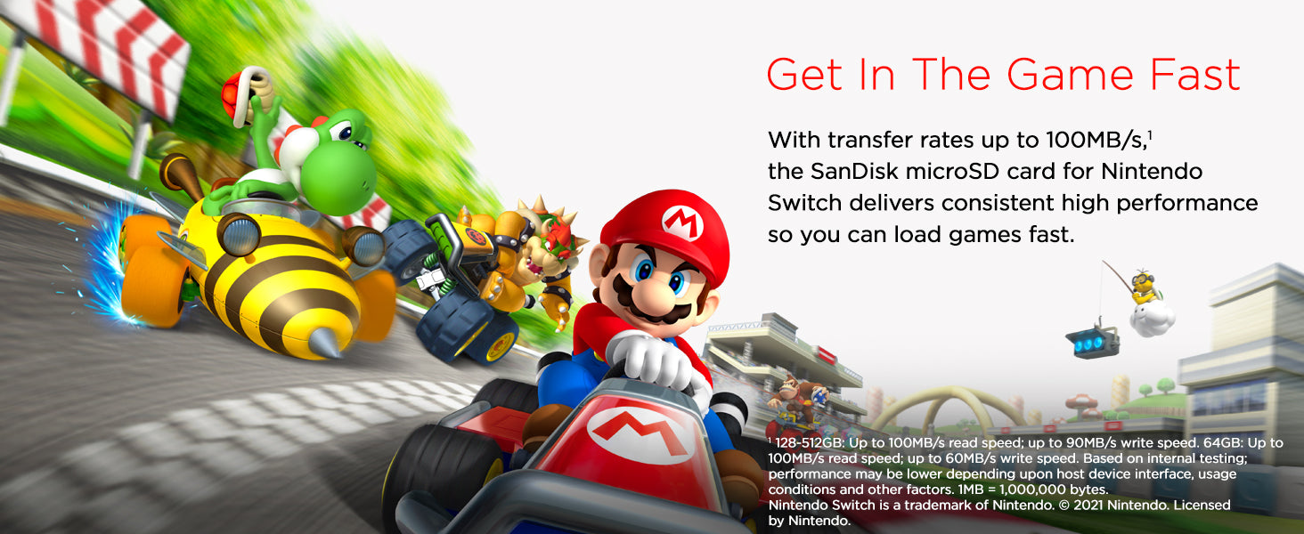 SanDisk 64GB microSDXC card for Nintendo Switch consoles up to 100 MB/s UHS-I Class 10 U3