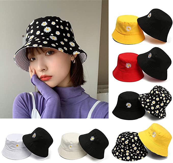 Fashion Daisies Print Bucket Hat,