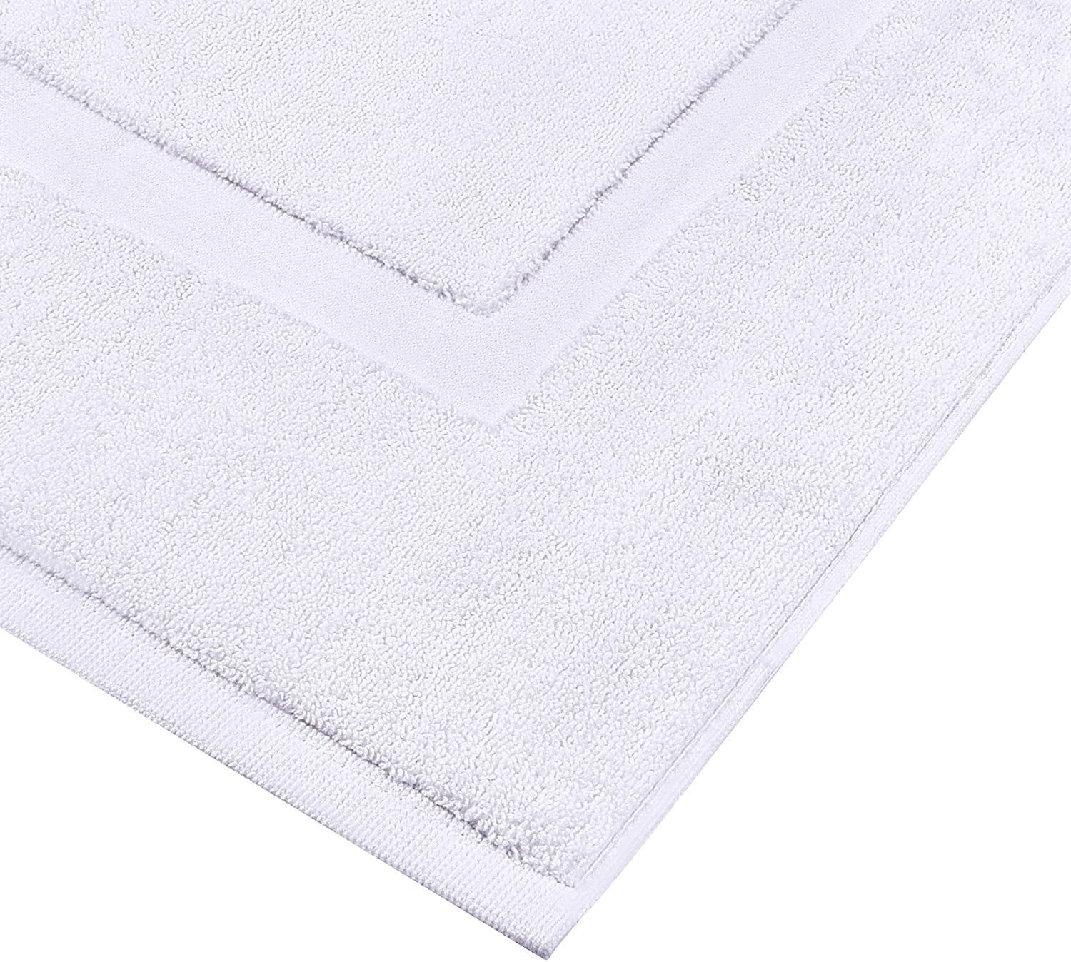 Cotton Banded Bath Mats, White [Not a Bathroom Rug] - 53 x 86 cm, 100% White
