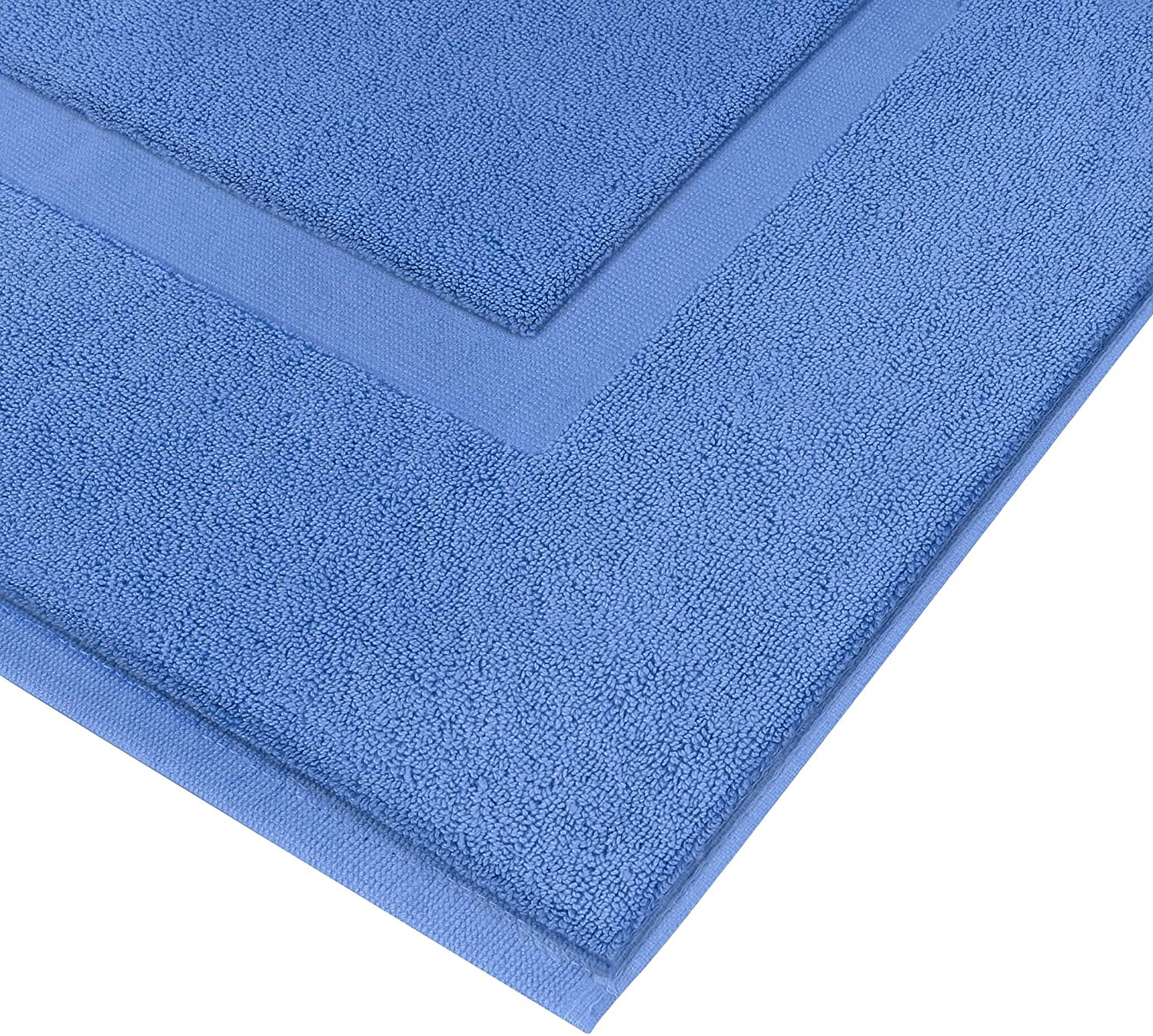 Cotton Banded Bath Mats, Electric Blue [Not a Bathroom Rug] - 53 x 86 cm, 100% Ring Spun Cotton -