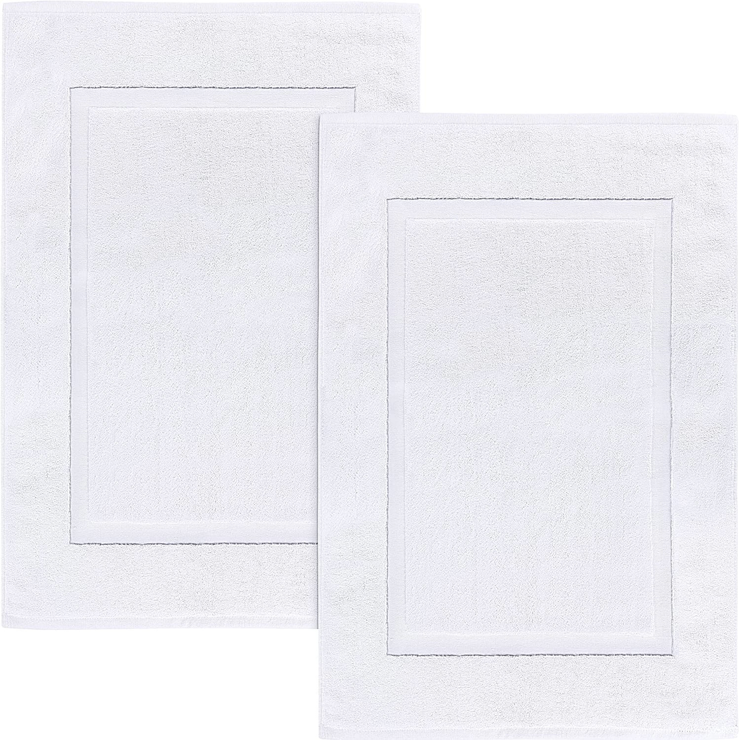 Cotton Banded Bath Mats, White [Not a Bathroom Rug] - 53 x 86 cm, 100% White