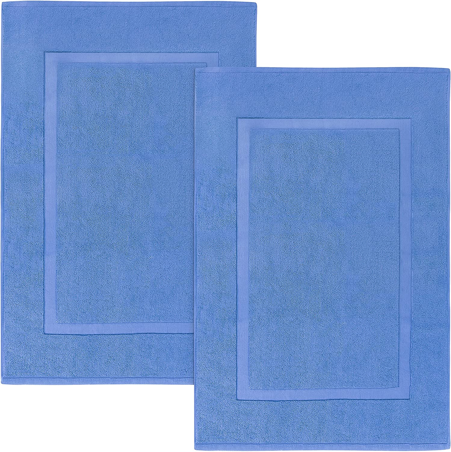 Cotton Banded Bath Mats, Electric Blue [Not a Bathroom Rug] - 53 x 86 cm, 100% Ring Spun Cotton -